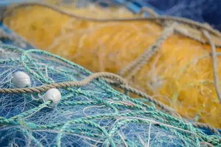 Filets de pêche bleu et jaune