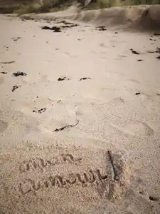 Message amour sur la plage