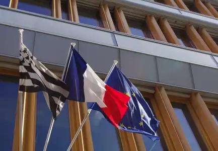 Drapeau breton, drapeau français, drapeau européen
